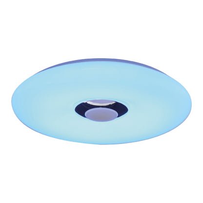 Deckenleuchten - LED Deckenleuchte "NASHVILLE" Ø:40cm, Deckenlampe im Functional Style, aus Metall und Kunststoff in weiß, 6 cm hoch, Ø 40 cm, inkl. LED  dimmbar  CCT-Wechsler  RGB-Farbwechsler  Nachtlichtfunktion  Fernbedienung  Inkl. Bluetooth Lau
