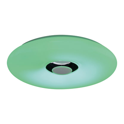Deckenleuchten - LED Deckenleuchte "NASHVILLE" Ø:40cm, Deckenlampe im Functional Style, aus Metall und Kunststoff in weiß, 6 cm hoch, Ø 40 cm, inkl. LED  dimmbar  CCT-Wechsler  RGB-Farbwechsler  Nachtlichtfunktion  Fernbedienung  Inkl. Bluetooth Lau