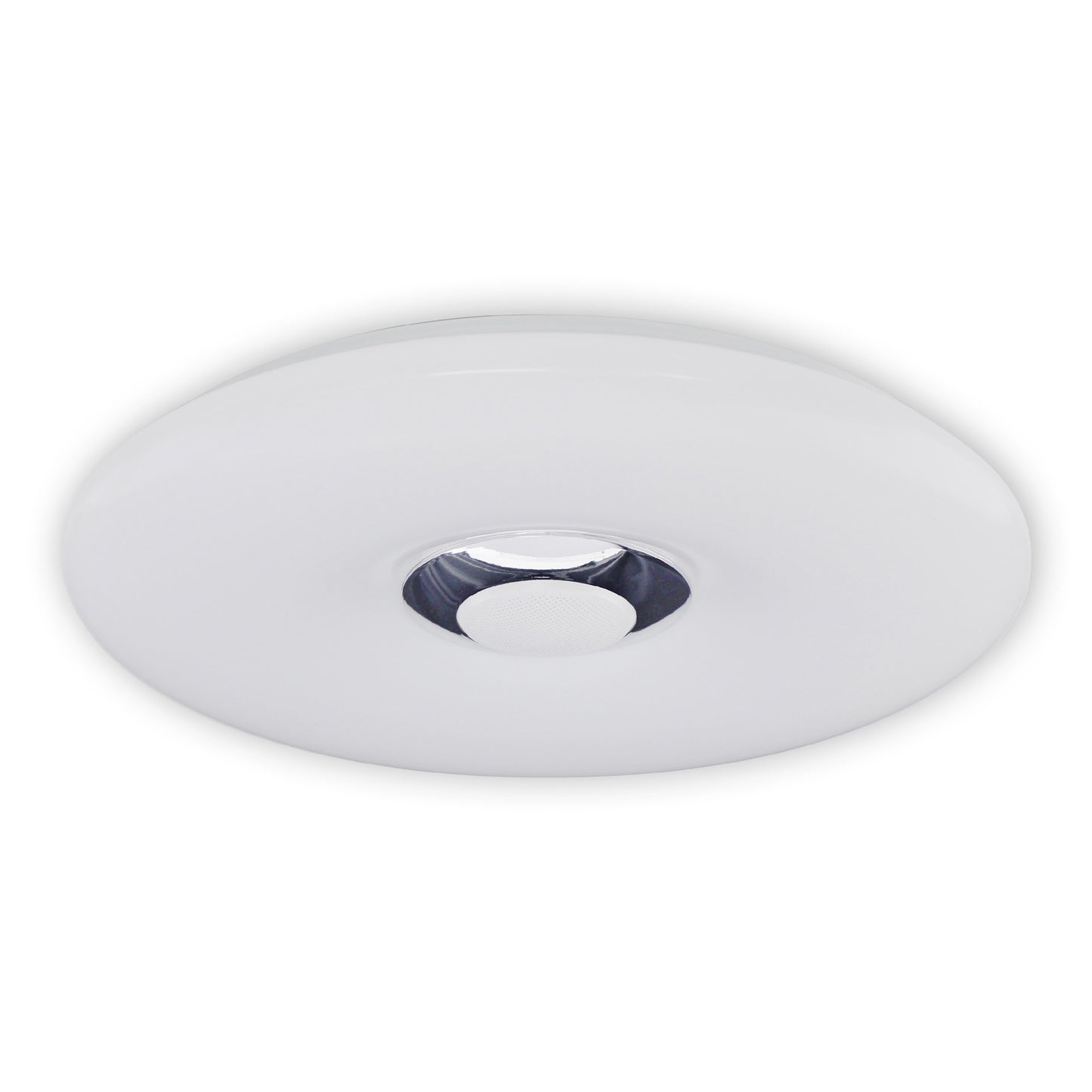 Deckenleuchten - LED Deckenleuchte "NASHVILLE" Ø:40cm, Deckenlampe im Functional Style, aus Metall und Kunststoff in weiß, 6 cm hoch, Ø 40 cm, inkl. LED  dimmbar  CCT-Wechsler  RGB-Farbwechsler  Nachtlichtfunktion  Fernbedienung  Inkl. Bluetooth Lau
