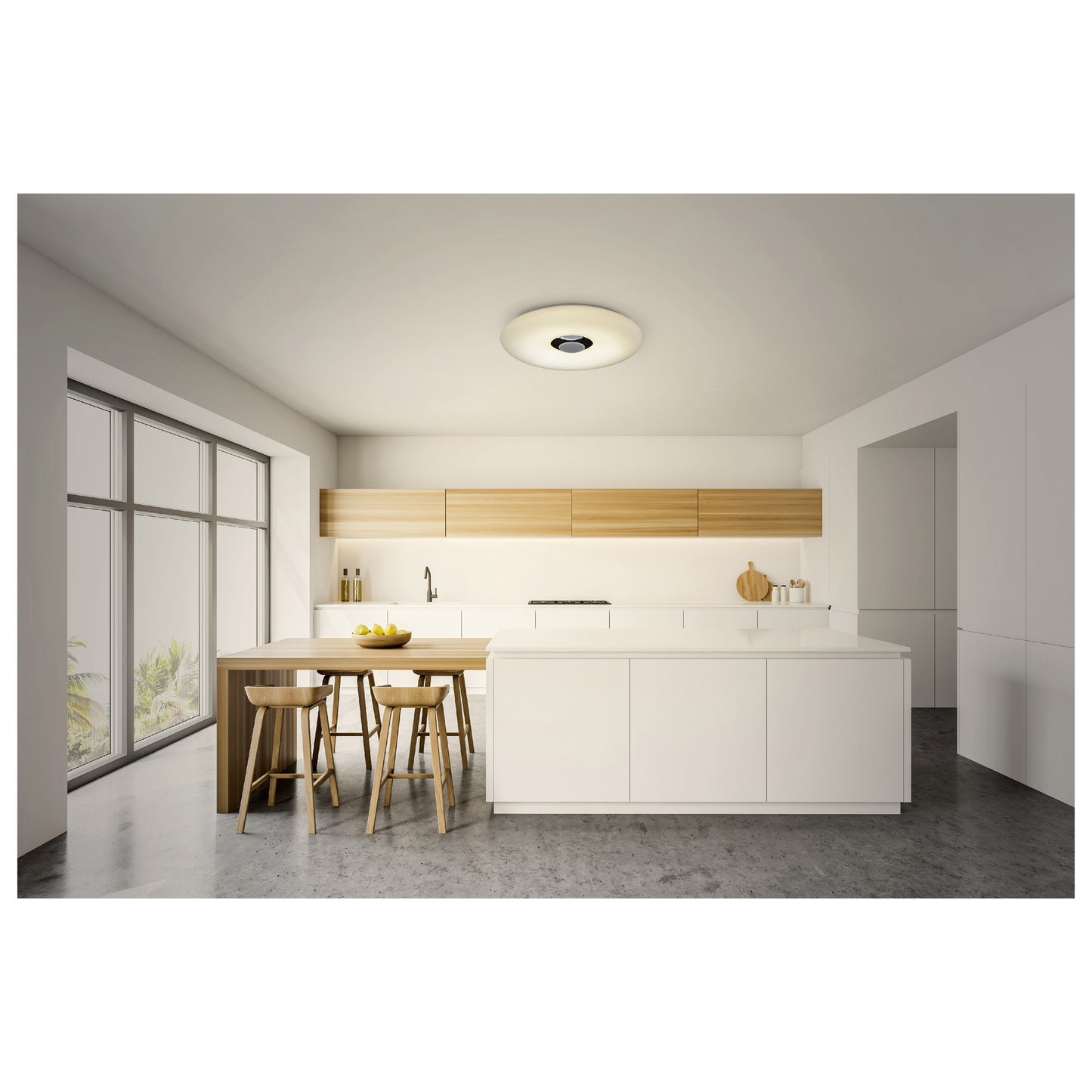 Deckenleuchten - LED Deckenleuchte "NASHVILLE" Ø:40cm, Deckenlampe im Functional Style, aus Metall und Kunststoff in weiß, 6 cm hoch, Ø 40 cm, inkl. LED  dimmbar  CCT-Wechsler  RGB-Farbwechsler  Nachtlichtfunktion  Fernbedienung  Inkl. Bluetooth Lau