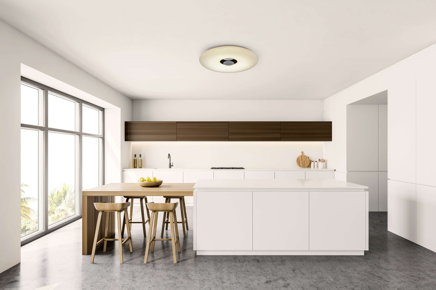 Deckenleuchten - LED Deckenleuchte "NASHVILLE" Ø:40cm, Deckenlampe im Functional Style, aus Metall und Kunststoff in weiß, 6 cm hoch, Ø 40 cm, inkl. LED  dimmbar  CCT-Wechsler  RGB-Farbwechsler  Nachtlichtfunktion  Fernbedienung  Inkl. Bluetooth Lau