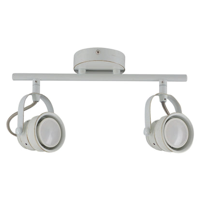 Spots - 2er LED Deckenspot "SHABSPO", Strahler im Retro Style, aus Metall in weiß, 16 cm hoch, Ø 30 cm, GU10-Fassung