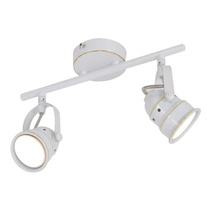 Spots - 2er LED Deckenspot "SHABSPO", Strahler im Retro Style, aus Metall in weiß, 16 cm hoch, Ø 30 cm, GU10-Fassung