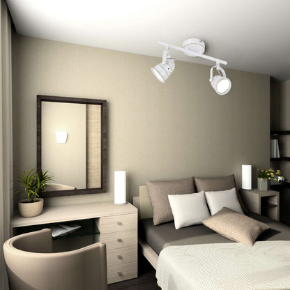 Spots - 2er LED Deckenspot "SHABSPO", Strahler im Retro Style, aus Metall in weiß, 16 cm hoch, Ø 30 cm, GU10-Fassung