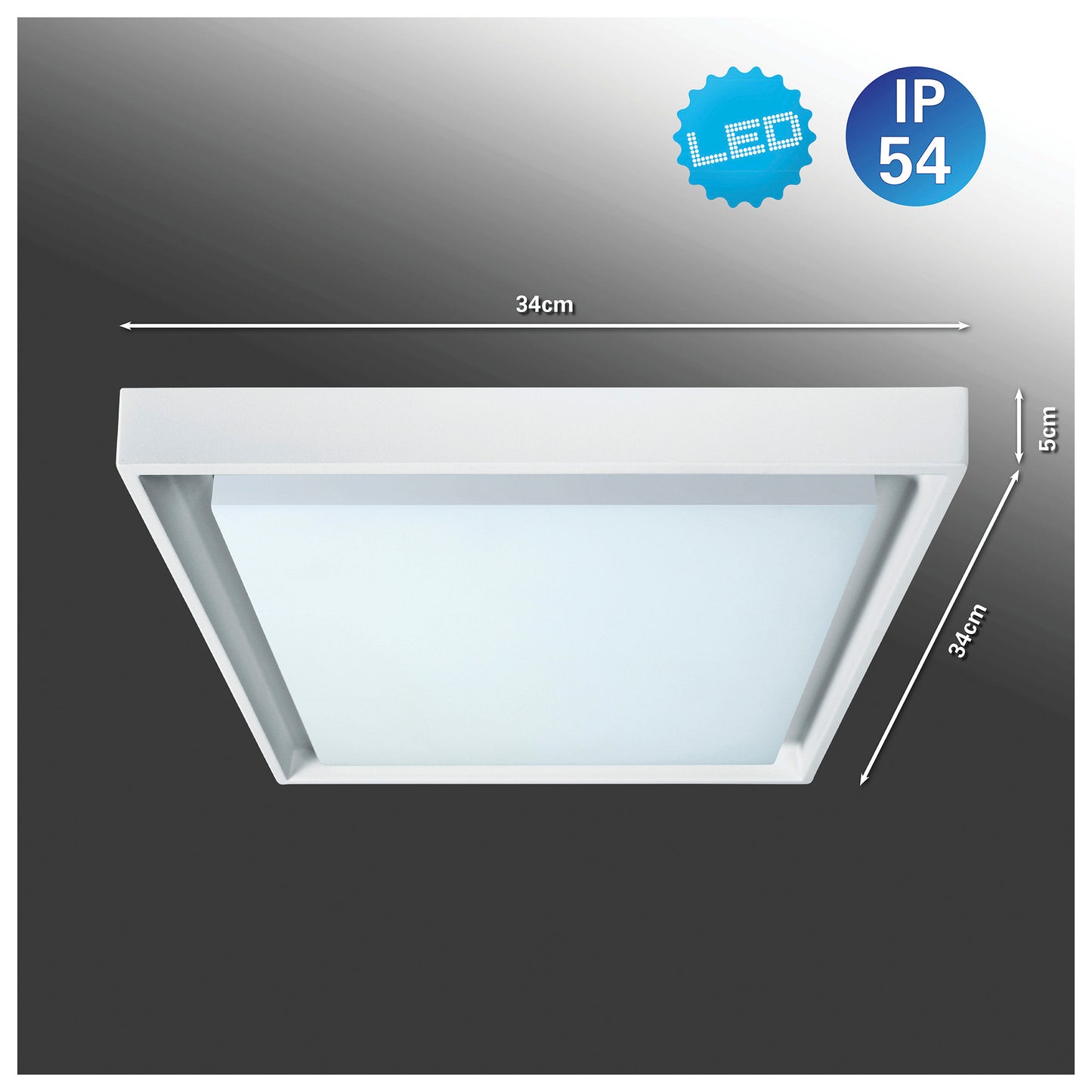 LED Außendeckenleuchte IP54 "MIO" s:34cm
