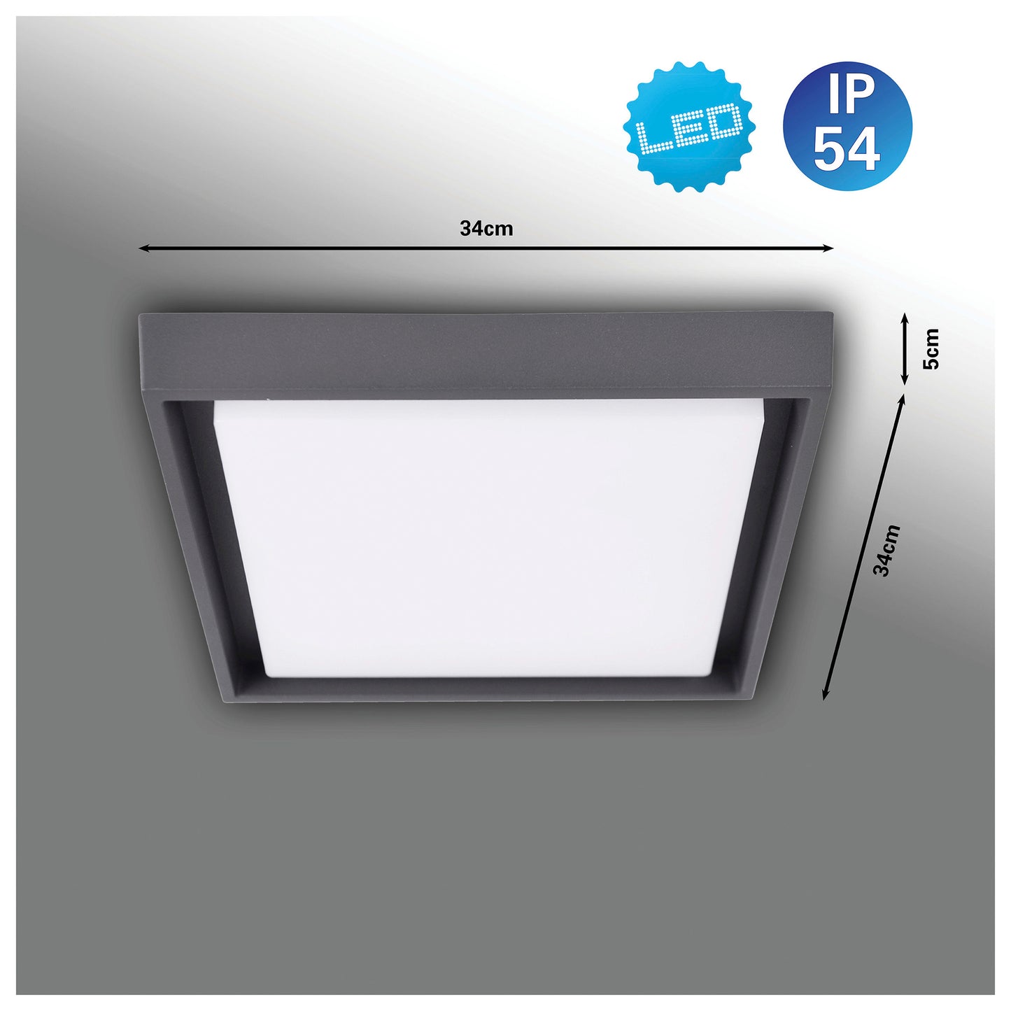 LED Außendeckenleuchte IP54 "MIO" s:34cm