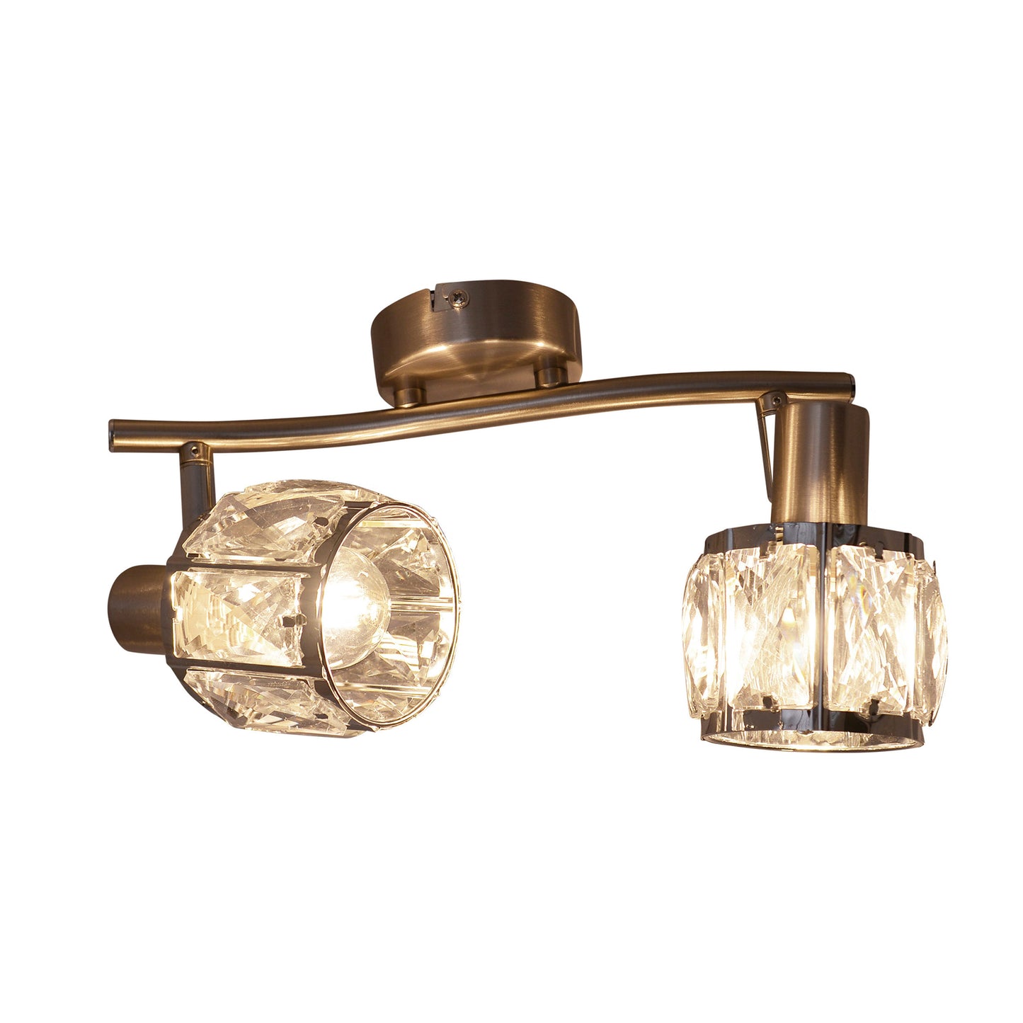 Spots - 2er-LED-Spot "JOSEFA" E14 Filament, Strahler im Retro Style, aus Metall und Glas in stahl-blank, 28 x 8 x 8 cm, E14-Fassung
