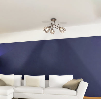 3er LED Deckenleuchte "JOSEFA" stahl blank