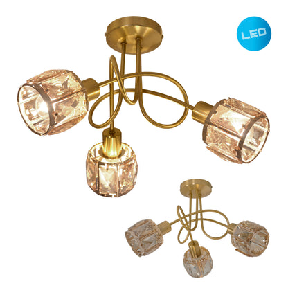3er LED Deckenleuchte "JOSEFA" Ø: 38cm gold