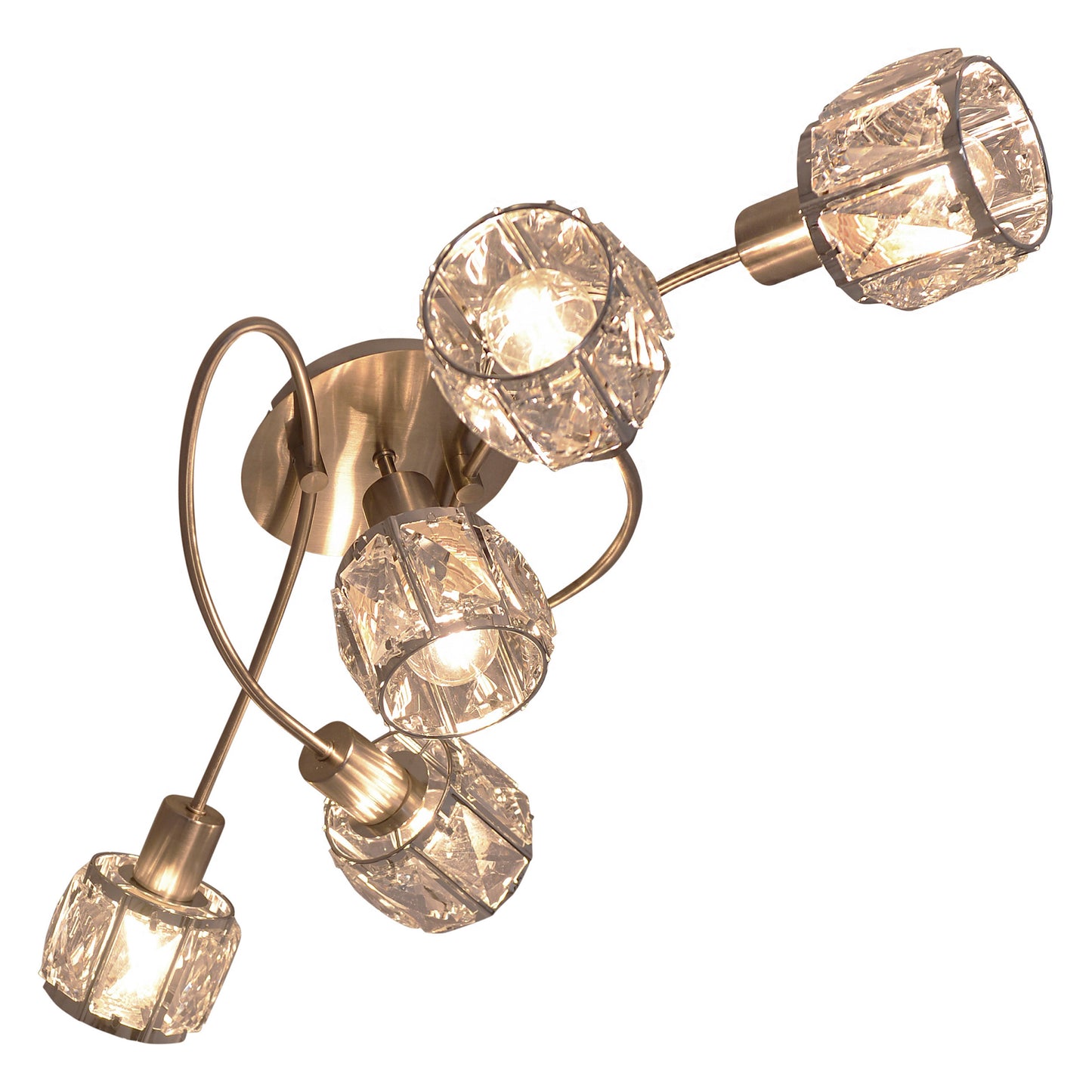 Deckenleuchten - 5er-LED-Deckenleuchte E14 "JOSEFA", Deckenlampe im Retro Style, aus Metall und Glas in stahl-blank, 61 x 36 x 21 cm, E14-Fassung