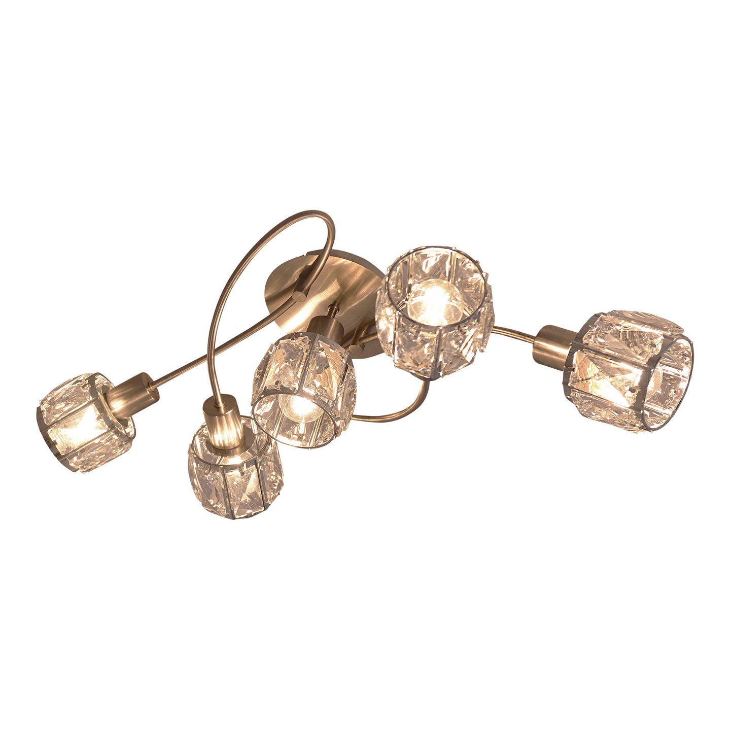 Deckenleuchten - 5er-LED-Deckenleuchte E14 "JOSEFA", Deckenlampe im Retro Style, aus Metall und Glas in stahl-blank, 61 x 36 x 21 cm, E14-Fassung