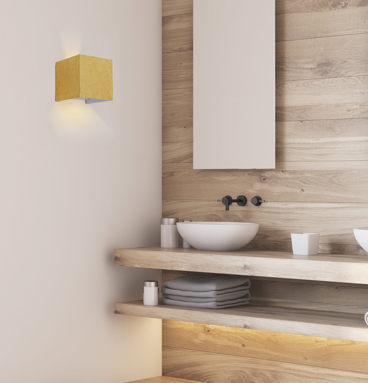 Wandleuchten - LED Wandleuchte "Pisa", Wandlampe im Modern Style, aus Metall in gold, 10 cm hoch, Ø 10 cm, 10 cm tief, inkl. LED