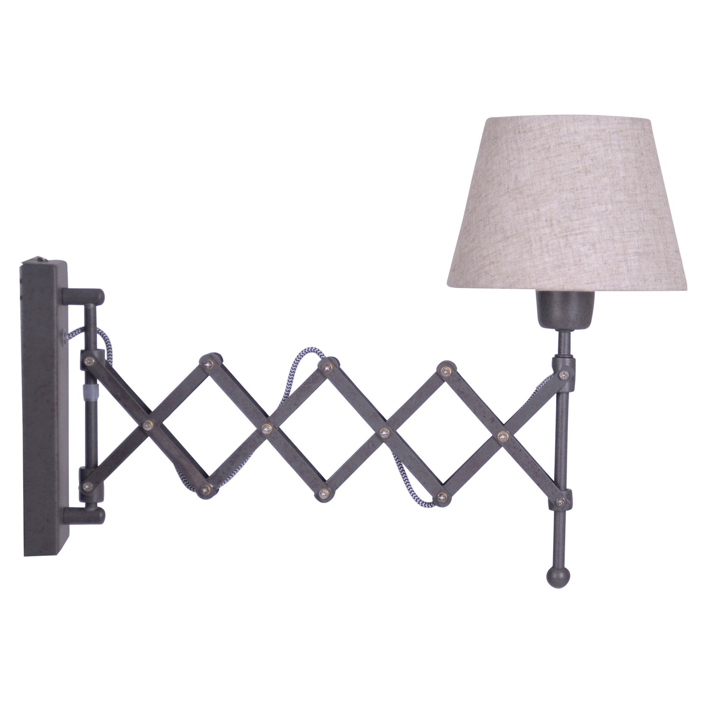Scherenwandleuchte "ADRIENNE" max. a: 23-49cm natur