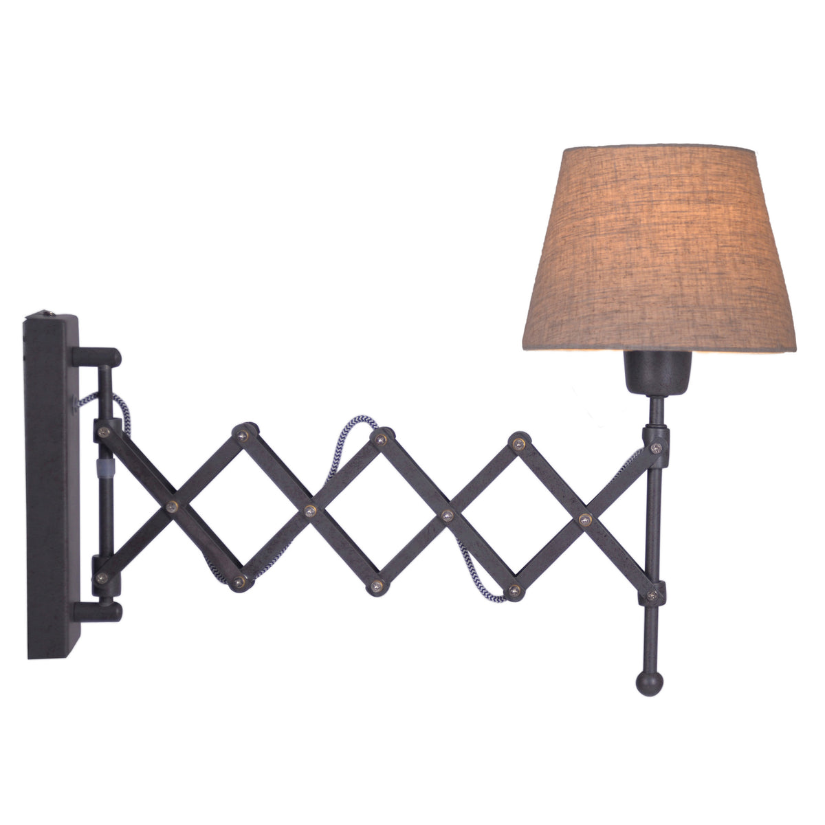 Scherenwandleuchte "ADRIENNE" max. a: 23-49cm natur