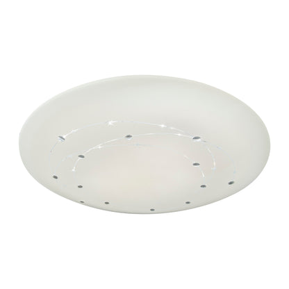 Deckenleuchten - LED Deckenleuchte "LISSABON" inkl. Kristalleffekt Ø: 61cm, Deckenlampe im Functional Style, aus Metall und Kunststoff in weiß, 9,5 cm hoch, Ø 61 cm, inkl. LED  dimmbar  CCT-Wechsler  Nachtlichtfunktion  Timerfunktion  Fernbedienung 