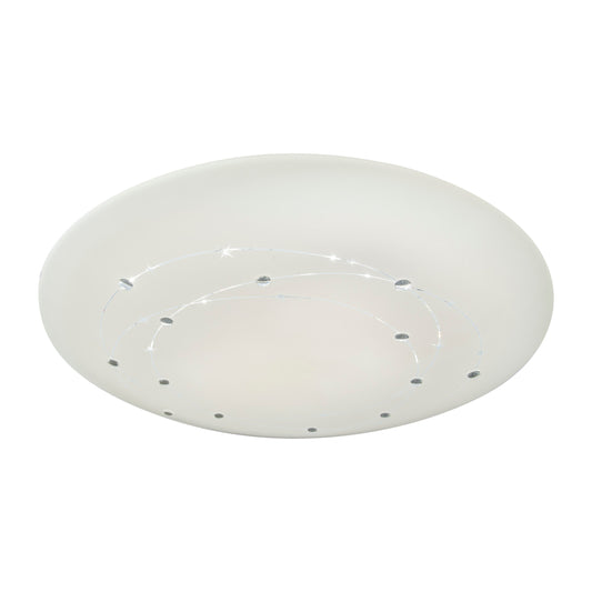 Deckenleuchten - LED Deckenleuchte "LISSABON" inkl. Kristalleffekt Ø: 61cm, Deckenlampe im Functional Style, aus Metall und Kunststoff in weiß, 9,5 cm hoch, Ø 61 cm, inkl. LED  dimmbar  CCT-Wechsler  Nachtlichtfunktion  Timerfunktion  Fernbedienung 