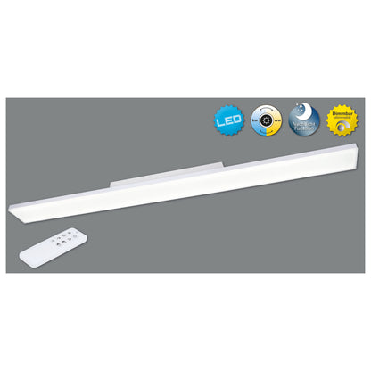 Aufbauleuchte - LED Panel-Deckenleuchte "CARENTE" l: 119,5cm rahmenlos, im Functional Style, aus Metall und Kunststoff in weiß, 119,5 x 10 x 6 cm, inkl. LED  dimmbar  CCT-Wechsler  RGB-Farbwechsler  Nachtlichtfunktion  Fernbedienung