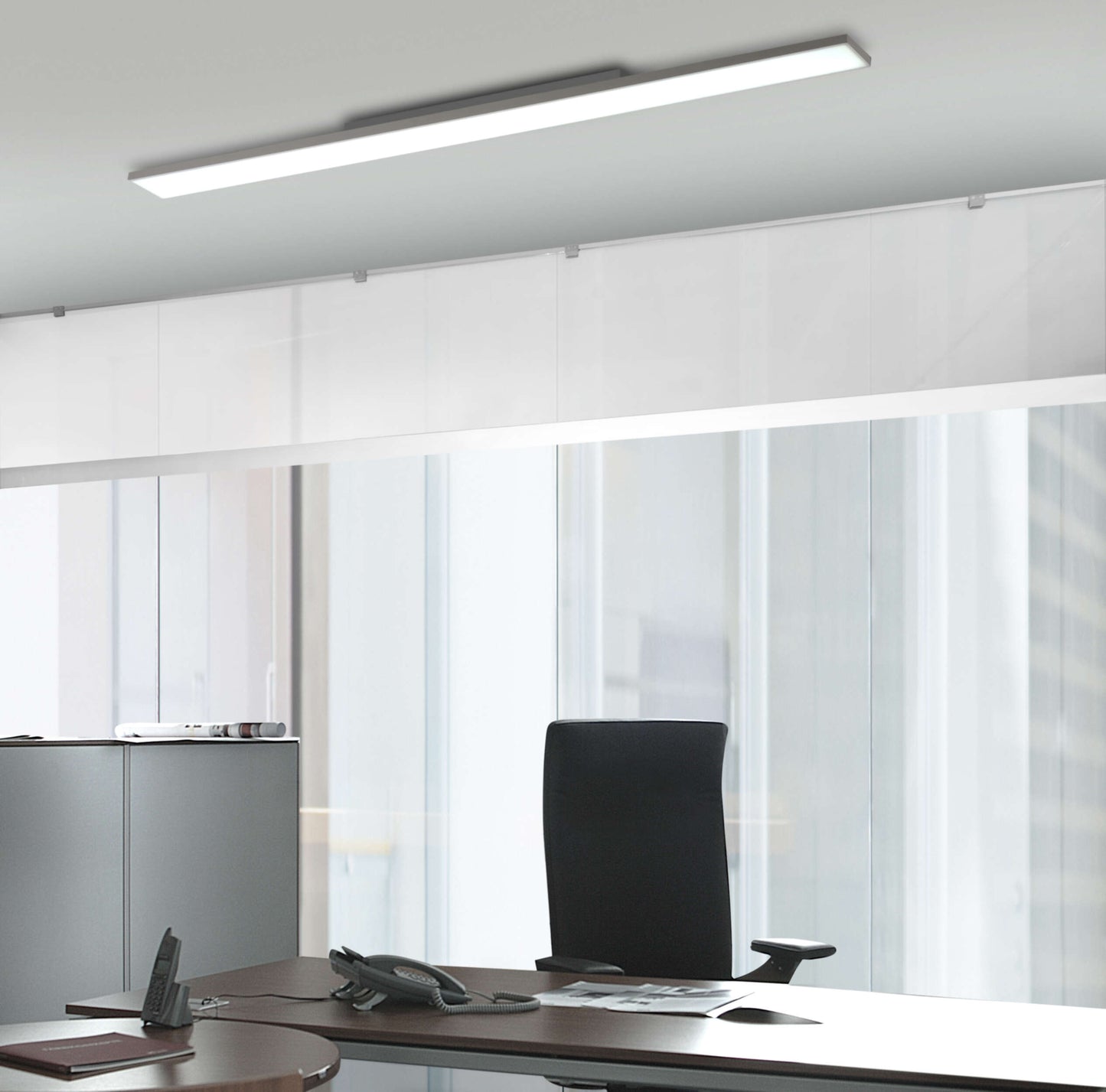 Aufbauleuchte - LED Panel-Deckenleuchte "CARENTE" l: 119,5cm rahmenlos, im Functional Style, aus Metall und Kunststoff in weiß, 119,5 x 10 x 6 cm, inkl. LED  dimmbar  CCT-Wechsler  RGB-Farbwechsler  Nachtlichtfunktion  Fernbedienung