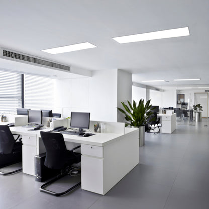 Aufbauleuchte - LED / CCT Panel-Deckenleuchte "CARENTE" L: 119,5cm - rahmenlos, im Functional Style, aus Metall und Kunststoff in weiß, 119,5 x 29,5 x 4,5 cm, inkl. LED  dimmbar  CCT-Wechsler  RGB-Farbwechsler  Nachtlichtfunktion  Fernbedienung
