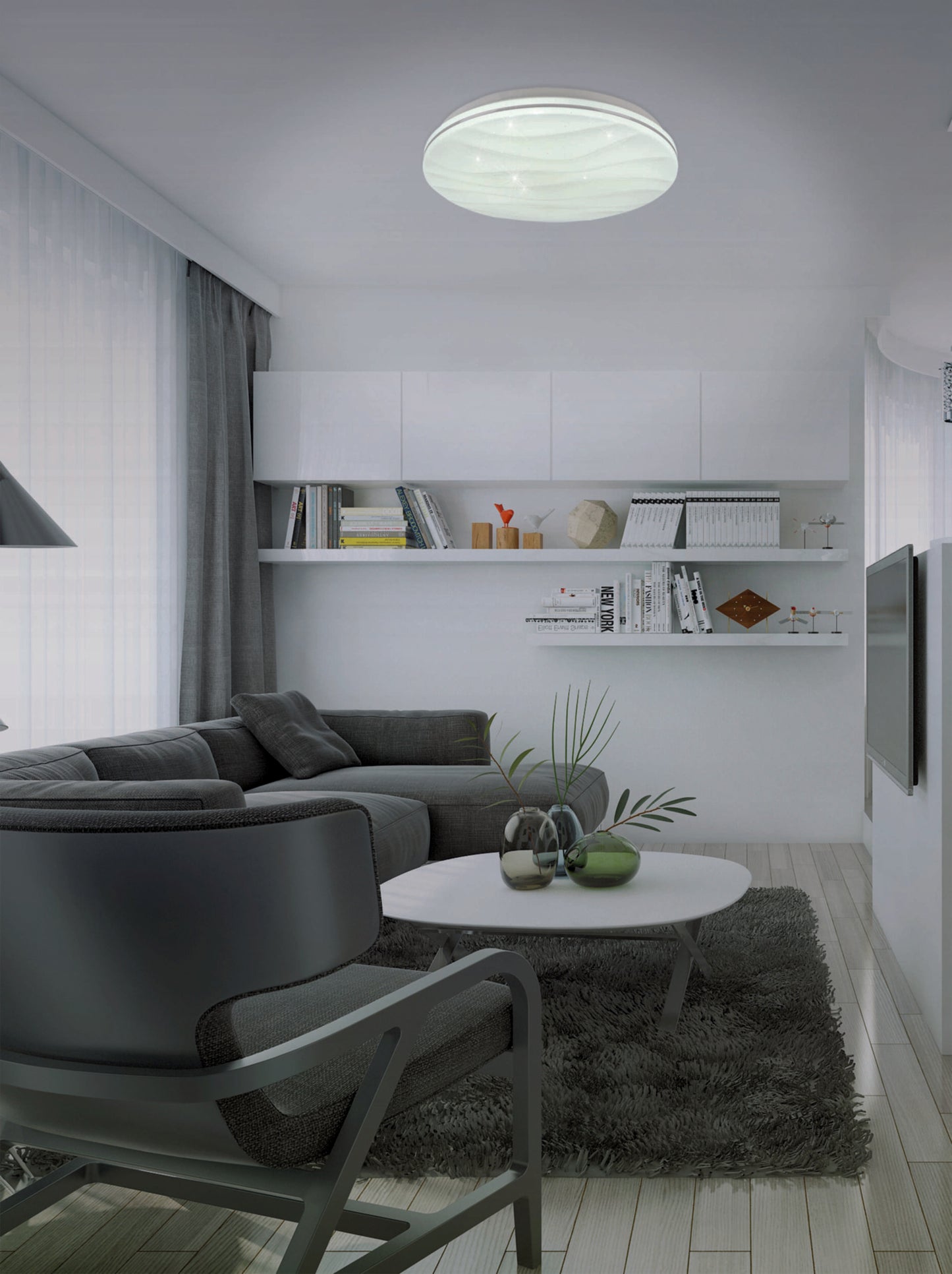 Smart Home LED / CCT Deckenleuchte "AUSTIN" Ø: 38cm inkl. Kristalleffekt