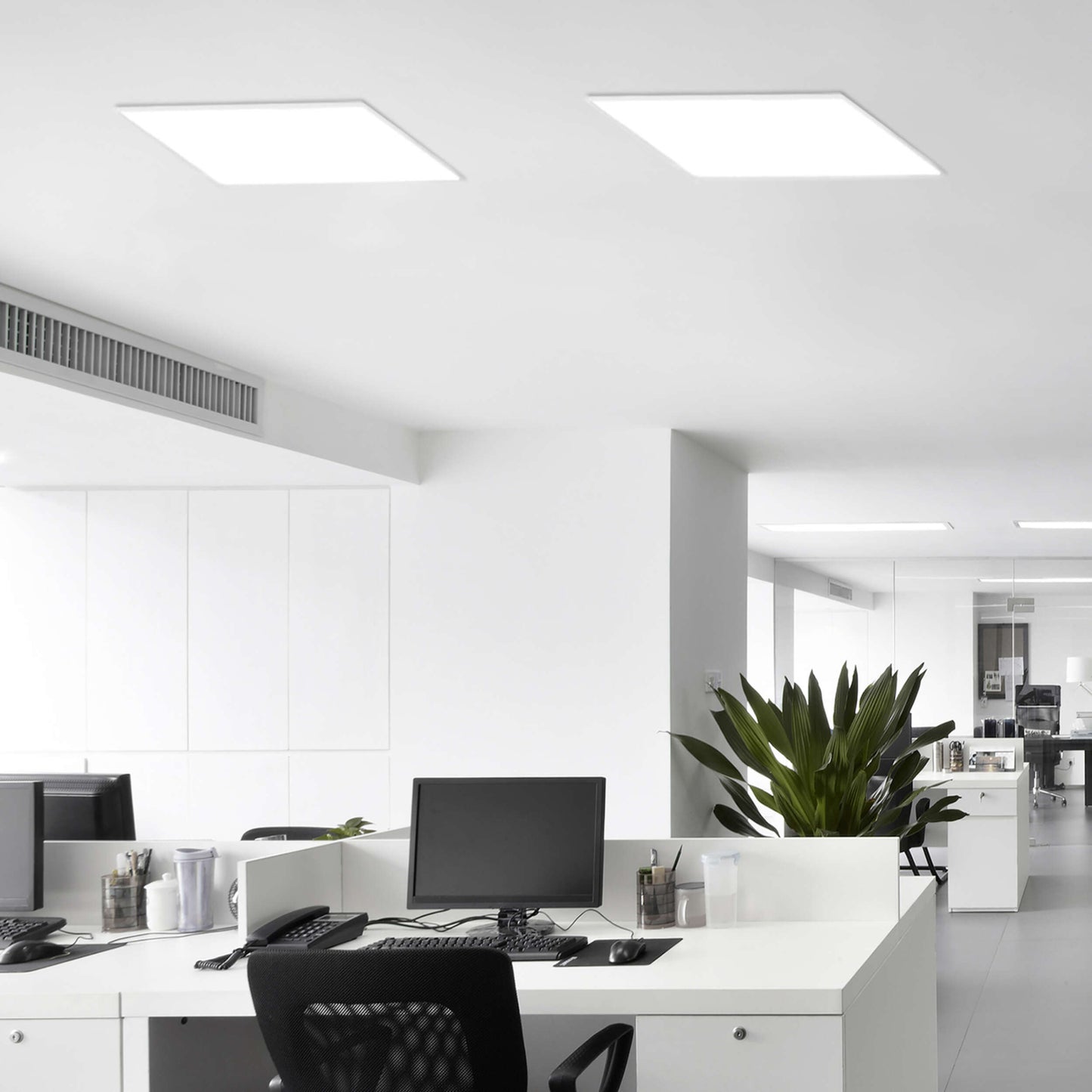 Aufbauleuchte - LED Einlegepanel 62x62x1cm mit CRI 95 "CRISTIAN", im Modern Style, aus Metall und Kunststoff in weiß, 62 x 62 x 1 cm, inkl. LED