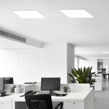Aufbauleuchte - LED Einlegepanel 62x62x1cm mit CRI 95 "CRISTIAN", im Modern Style, aus Metall und Kunststoff in weiß, 62 x 62 x 1 cm, inkl. LED