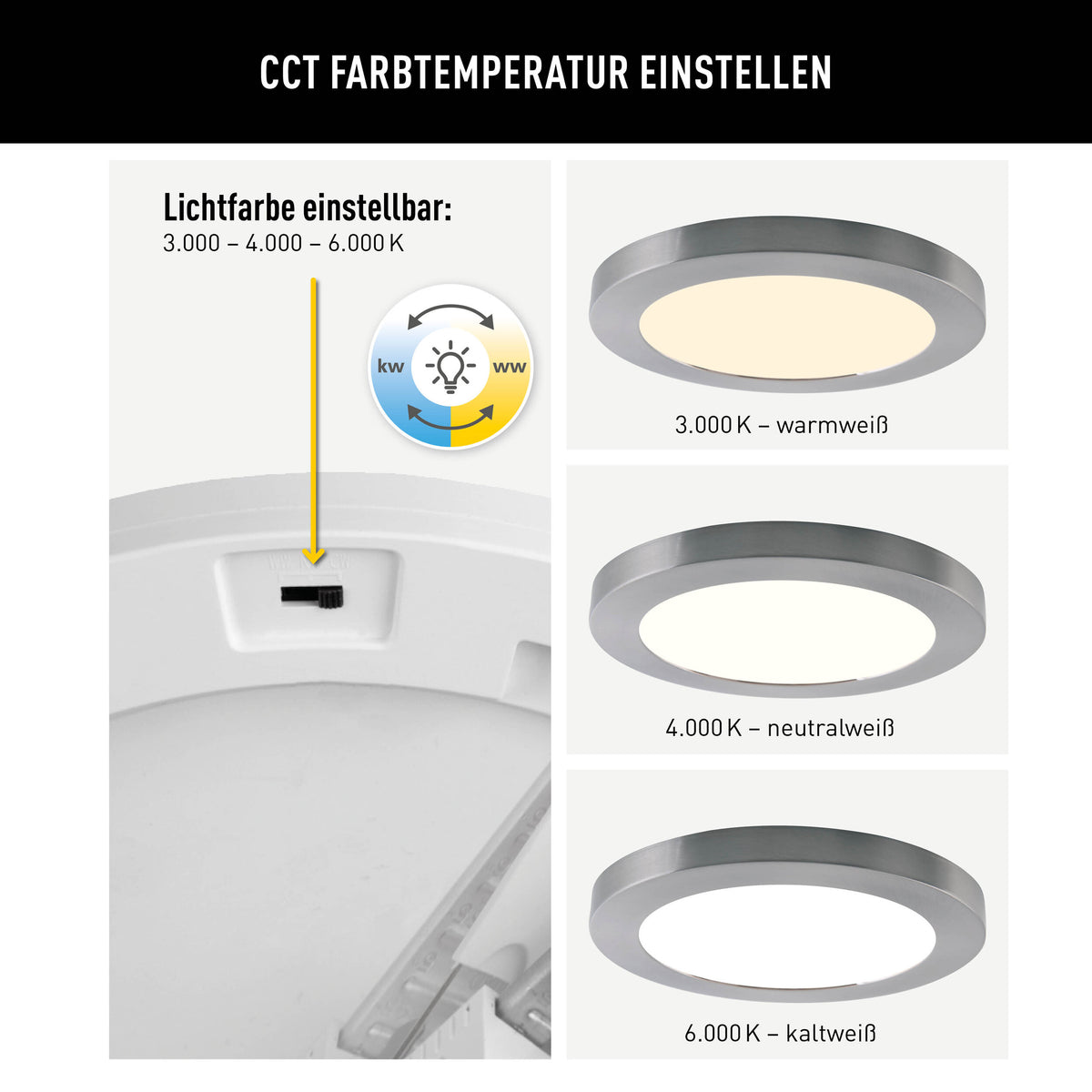 LED / CCT Deckenleuchte "BONUS" Ø: 22,5cm chrom
