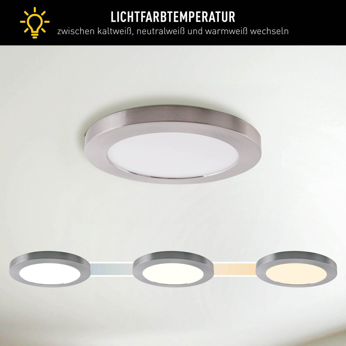 LED / CCT Deckenleuchte "BONUS" Ø: 22,5cm chrom