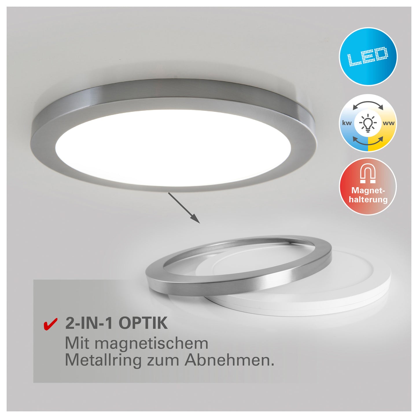 LED / CCT Deckenleuchte "BONUS" Ø: 33cm chrom