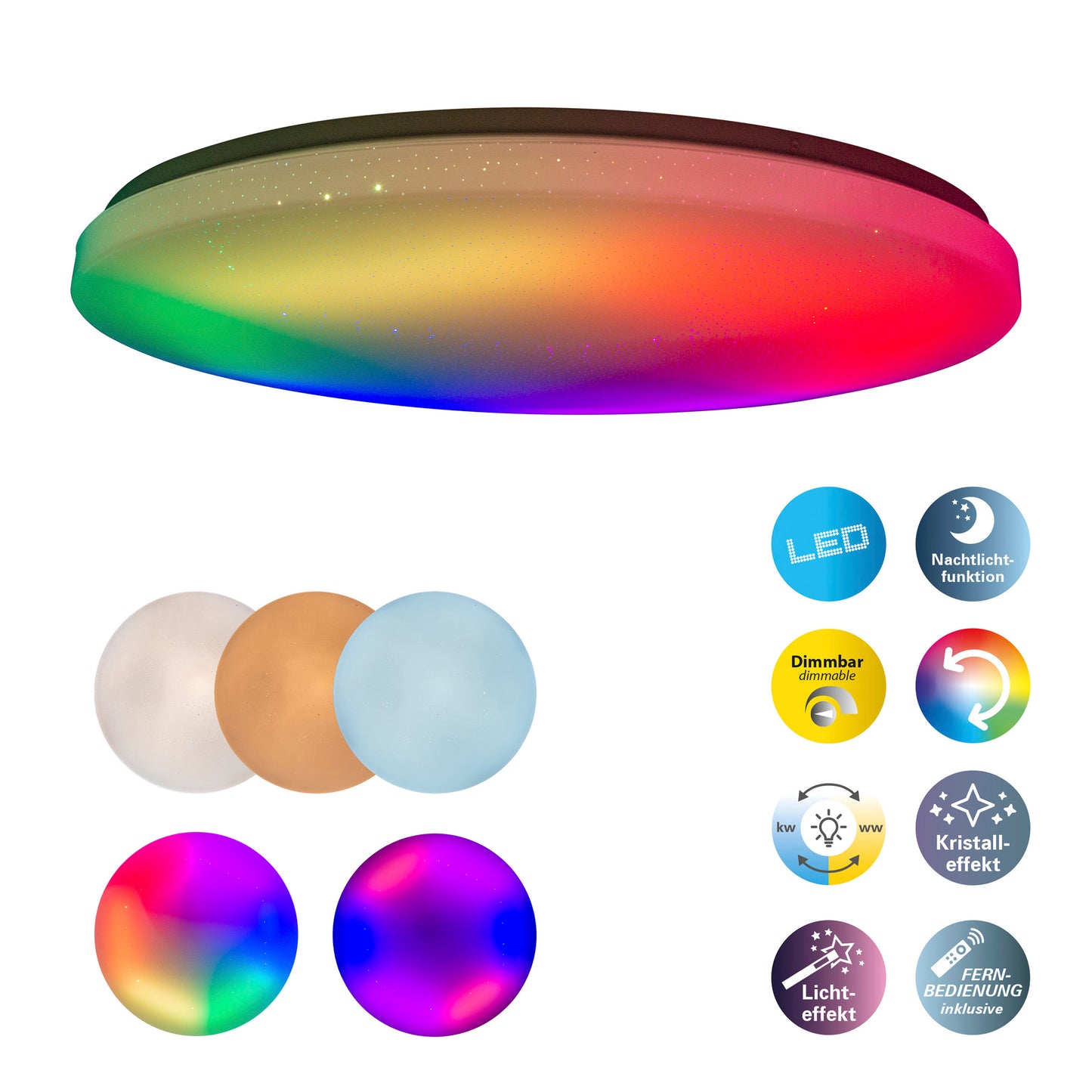 LED / CCT / RGB Deckenleuchte "RAINBOW" Ø: 58cm