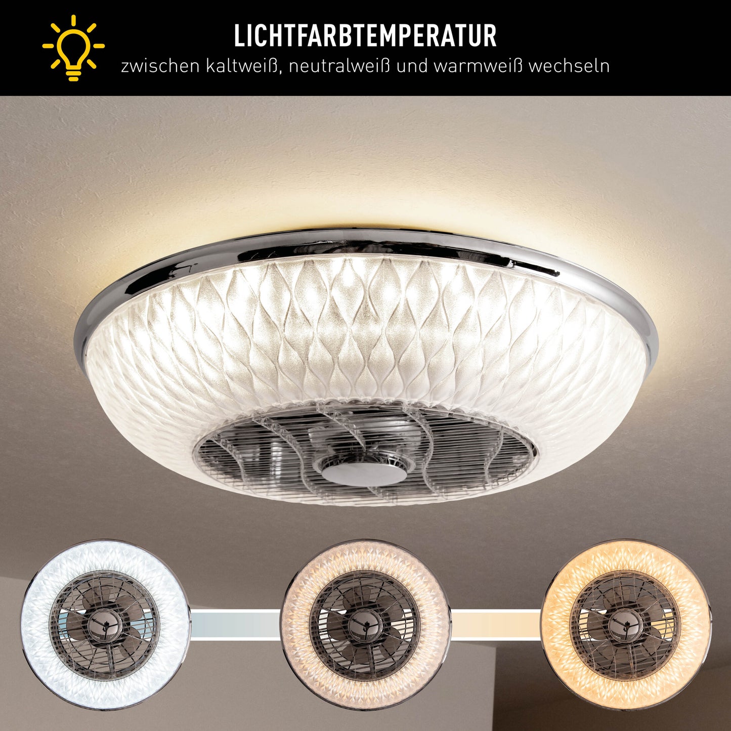 LED Deckenleuchte "VIENTO" inkl. Ventilator Ø: 55cm