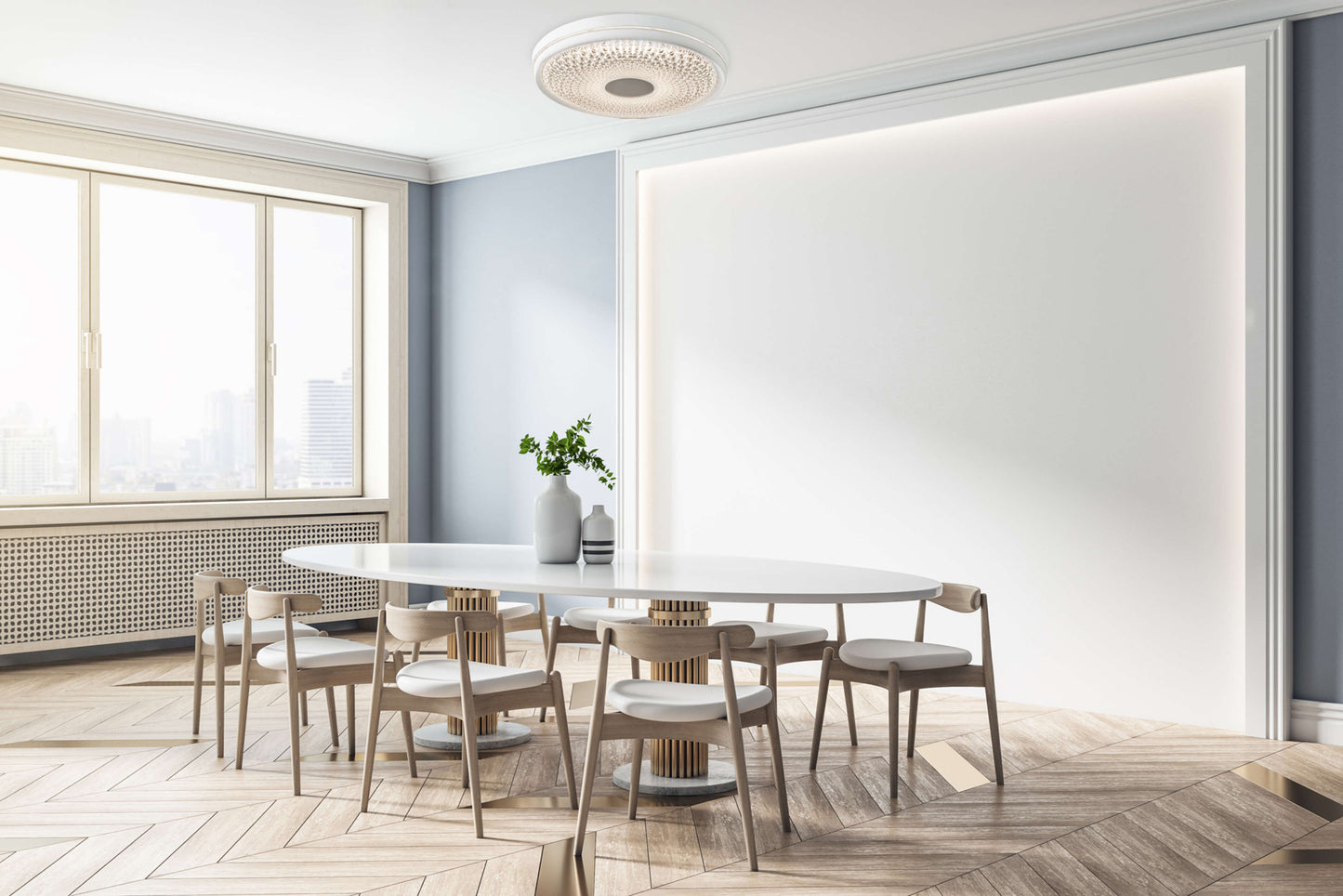 Deckenleuchten - LED Deckenleuchte "BOISE" D: 51cm, Deckenlampe im Modern Style, aus Metall und Kunststoff in weiß, 8,5 cm hoch, Ø 51 cm, inkl. LED  dimmbar  CCT-Wechsler  Fernbedienung