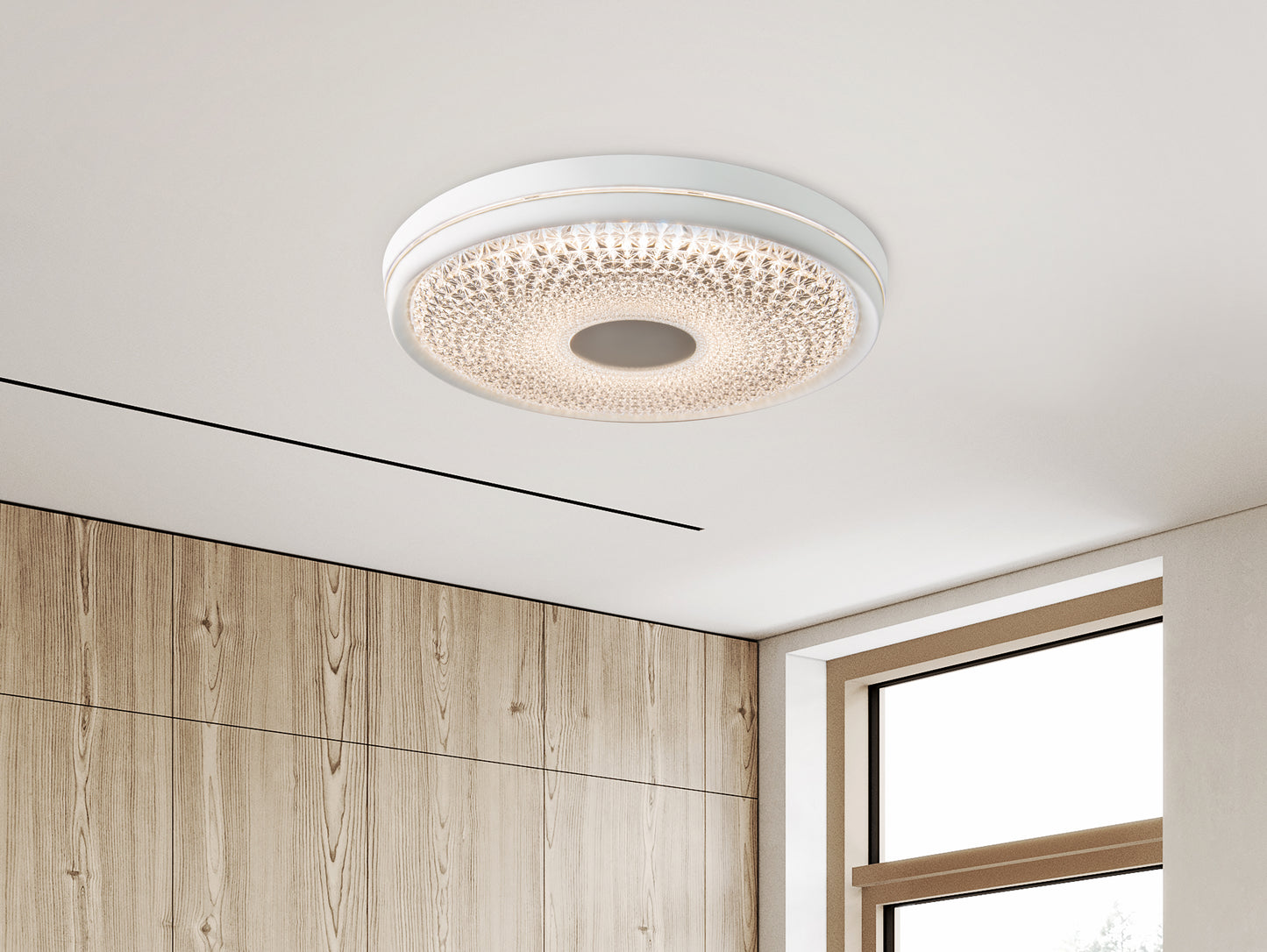 Deckenleuchten - LED Deckenleuchte "BOISE" D: 51cm, Deckenlampe im Modern Style, aus Metall und Kunststoff in weiß, 8,5 cm hoch, Ø 51 cm, inkl. LED  dimmbar  CCT-Wechsler  Fernbedienung