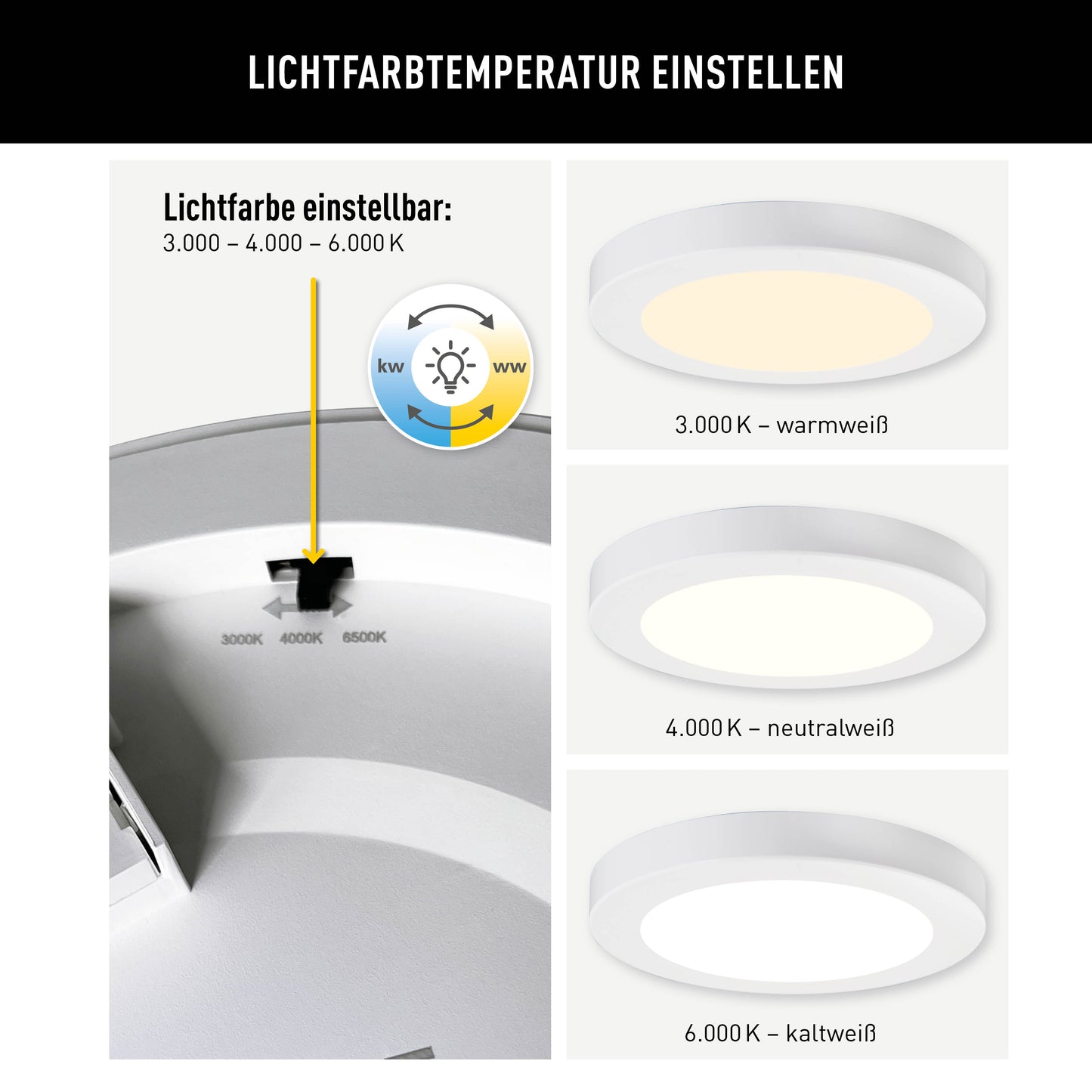 LED / CCT Deckenleuchte "BONUS" Ø: 16,5cm weiß