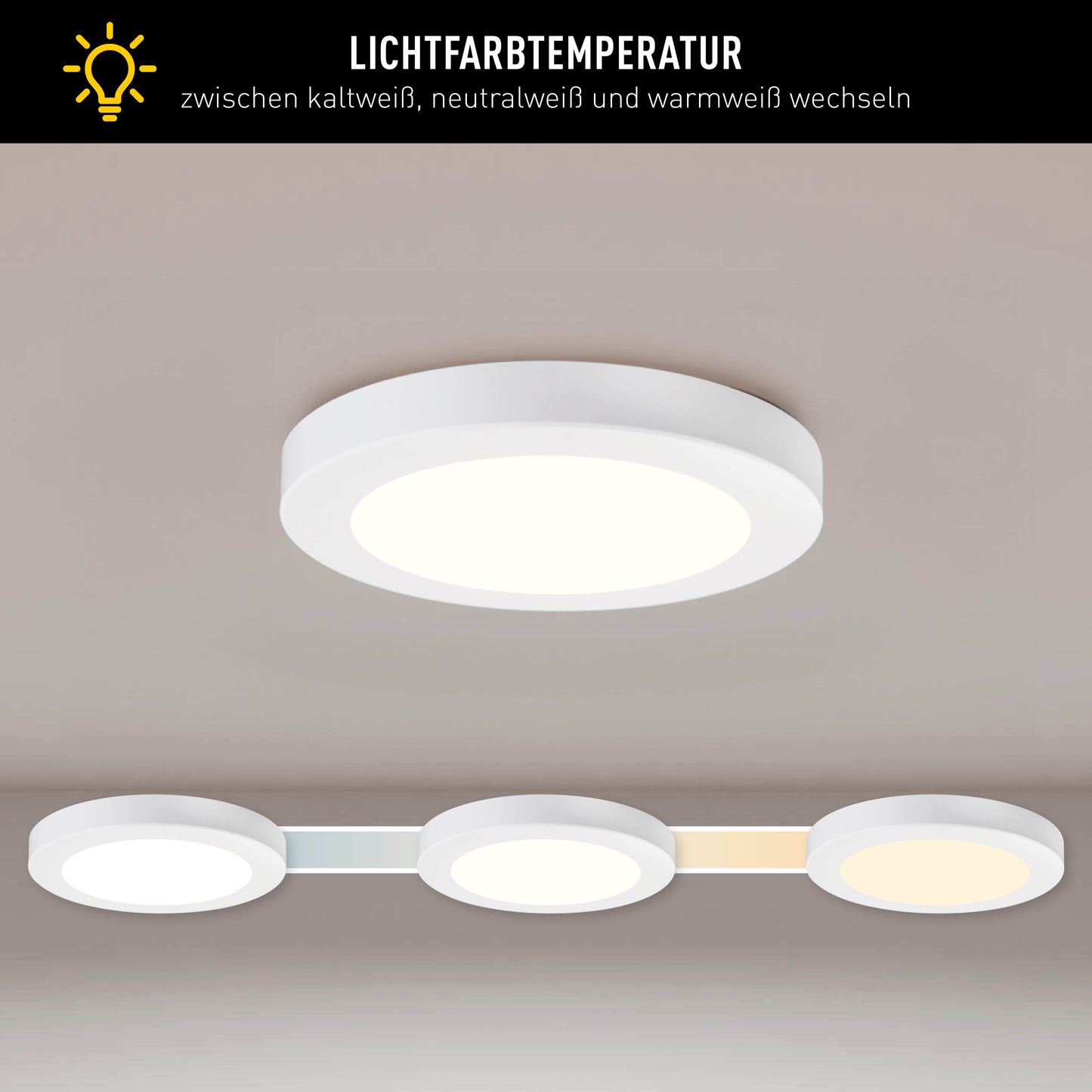 LED / CCT Deckenleuchte "BONUS" Ø: 16,5cm weiß