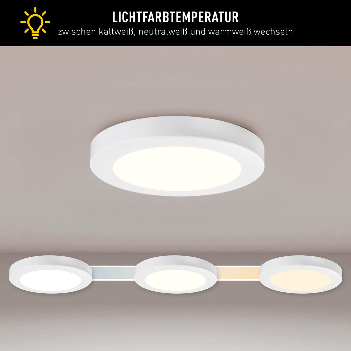 LED / CCT Deckenleuchte "BONUS" Ø: 16,5cm weiß