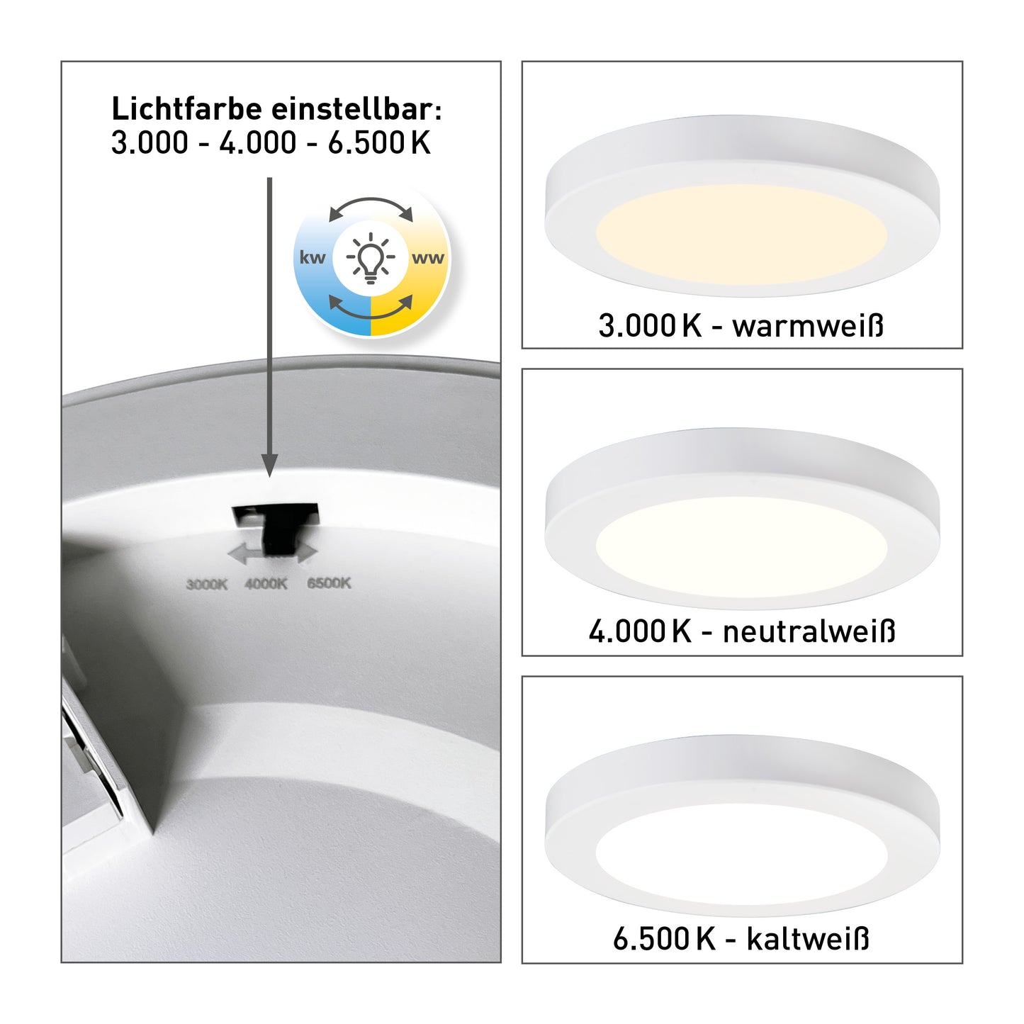LED / CCT Deckenleuchte "BONUS" Ø: 21,7cm weiß