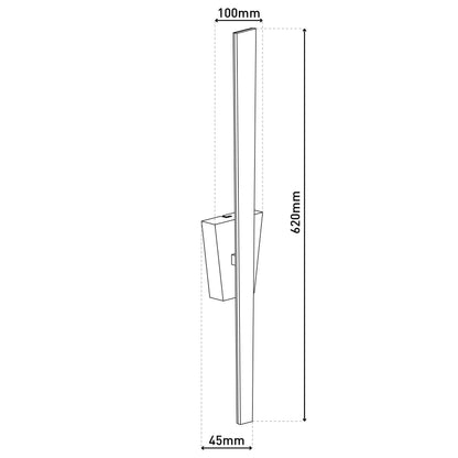 Wandleuchten - LED Wandleuchte "TREVOR" schwarz, Wandlampe im Modern Style, ausMetall und Kunststoff in schwarz, 62 cm hoch, Maße 10 x 4,5 cm, inkl. LED  Kippschalter