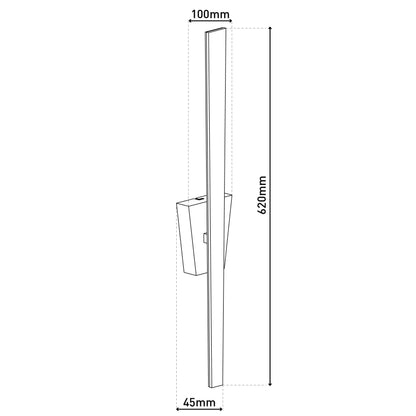 Wandleuchten - LED Wandleuchte "TREVOR" nickel matt, Wandlampe im Modern Style, ausMetall und Kunststoff in nickelmatt, 62 cm hoch, Maße 10 x 4,5 cm, inkl. LED  Kippschalter