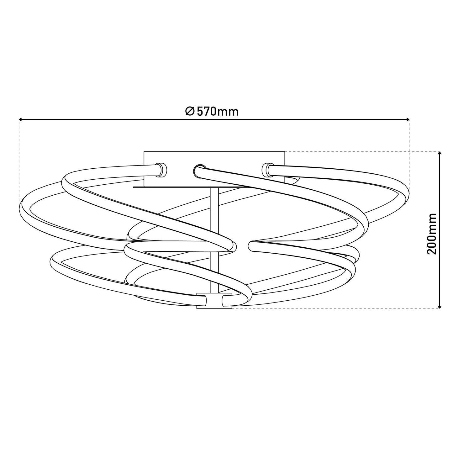 LED Deckenleuchte "RIZADO" Ø: 57cm schwarz
