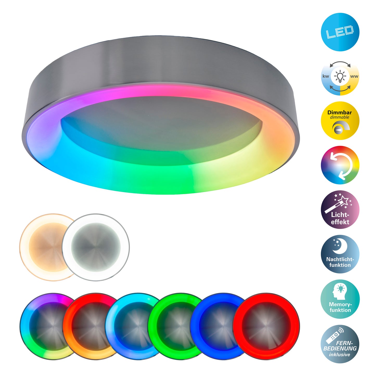 LED / CCT / RGB Deckenleuchte "MULTO" Ø: 46,5cm