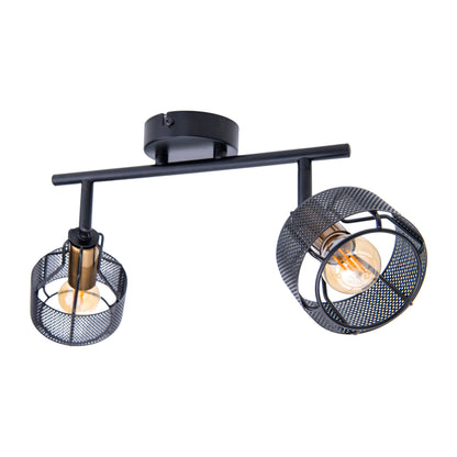 2er Wand-/Deckenleuchte/Spot "FORO" L: 32cm schwarz/golden
