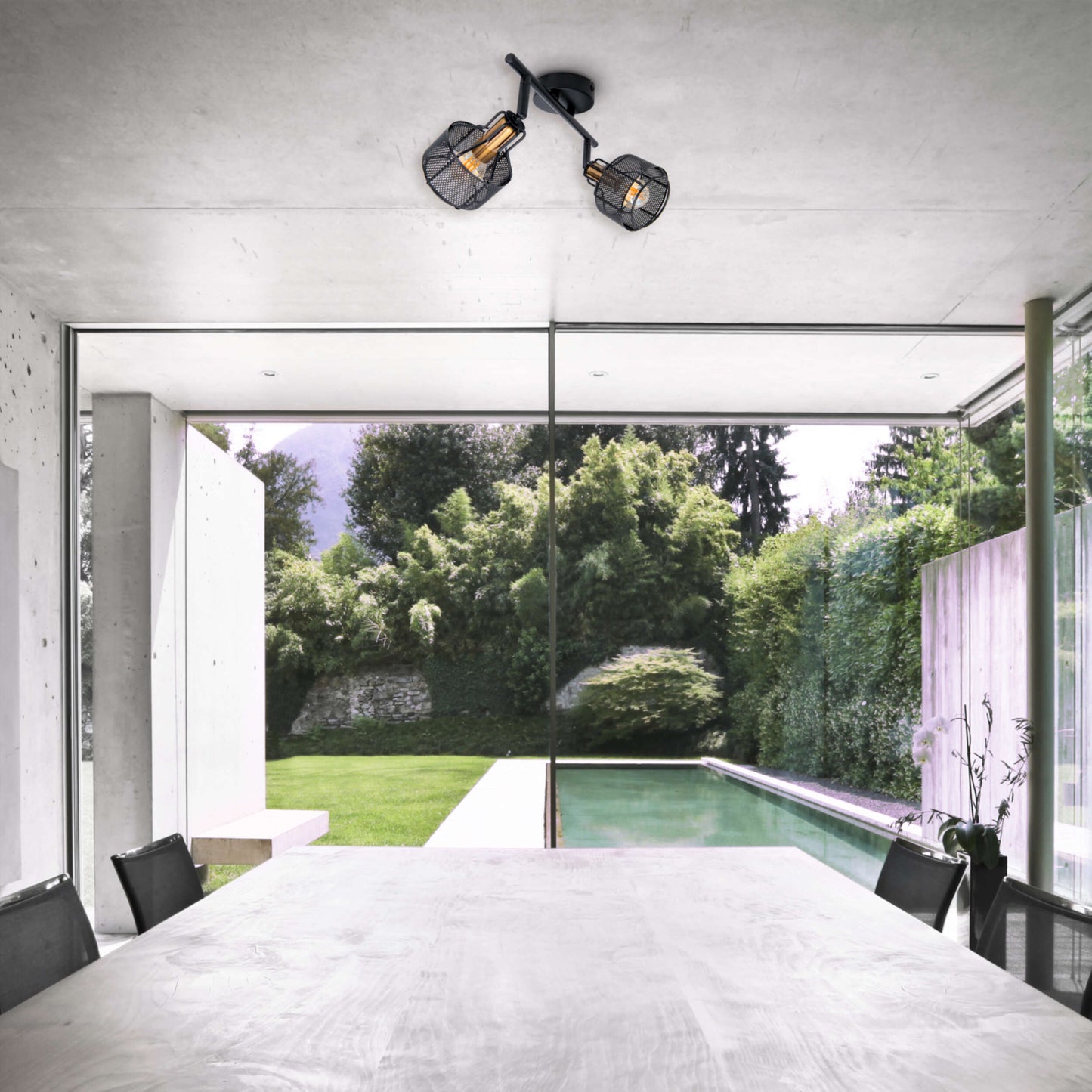 2er Wand-/Deckenleuchte/Spot "FORO" L: 32cm schwarz/golden