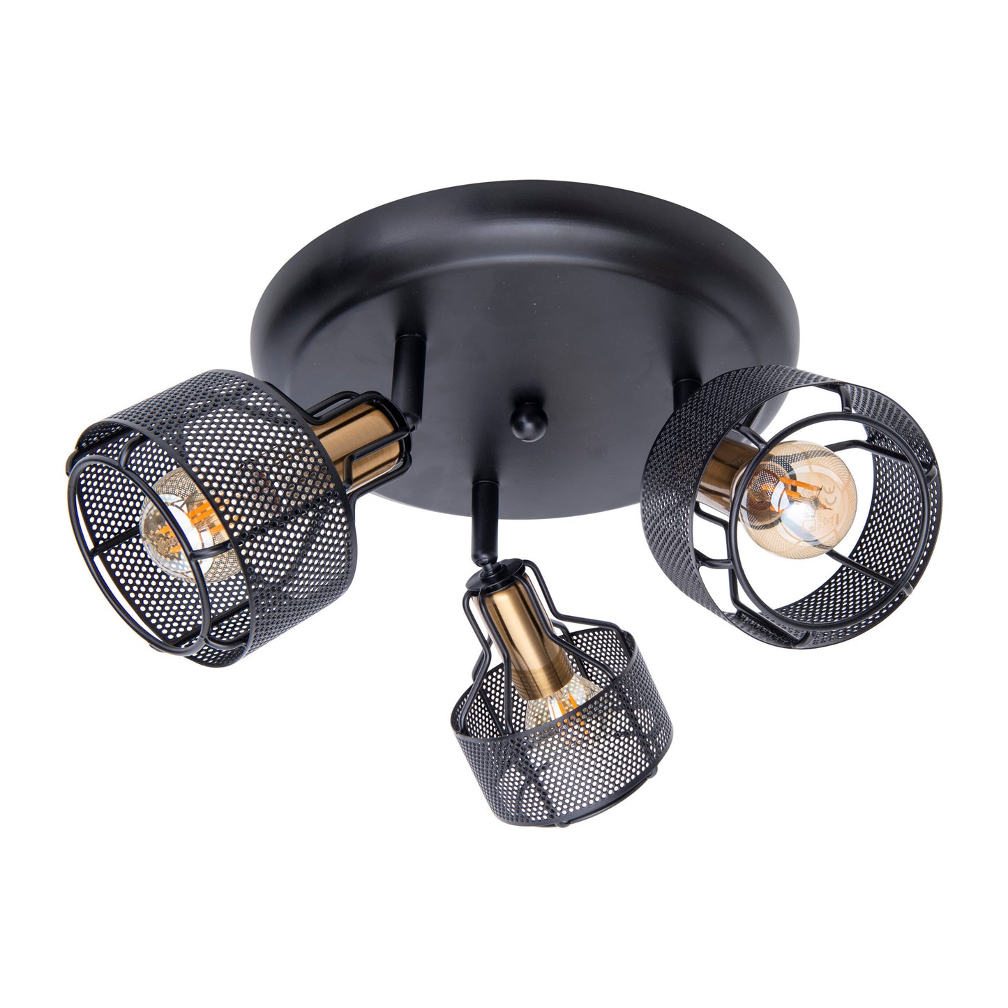 3er Wand-/Deckenrondell/Spot "FORO" Ø: 41cm schwarz/golden