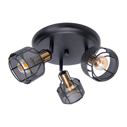 3er Wand-/Deckenrondell/Spot "FORO" Ø: 41cm schwarz/golden