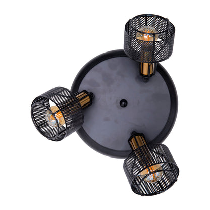 3er Wand-/Deckenrondell/Spot "FORO" Ø: 41cm schwarz/golden