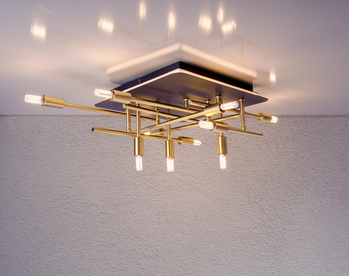 LED Deckenleuchte "ANCONA" mit Backlight L: 51cm schwarz / gold