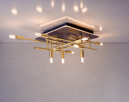 LED Deckenleuchte "ANCONA" mit Backlight L: 51cm schwarz / gold