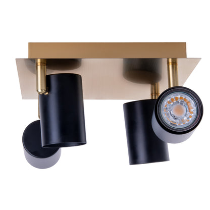 4er Wand-/Deckenleuchten "FRIDA" L/B: 22cm schwarz/gold
