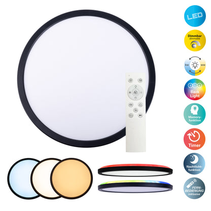 LED / CCT Deckenleuchte "CARLO" inkl. RGB-Backlight Ø: 29,3cm